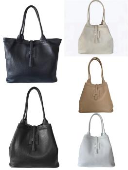 zeitlose Damen-Schultertasche /Shopper aus echtem Leder in verschiedenen Farben - Made in Italy